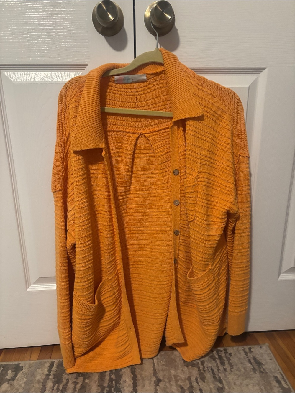 Lightweight Open-Front Cardigan Sweater in Bright Orange